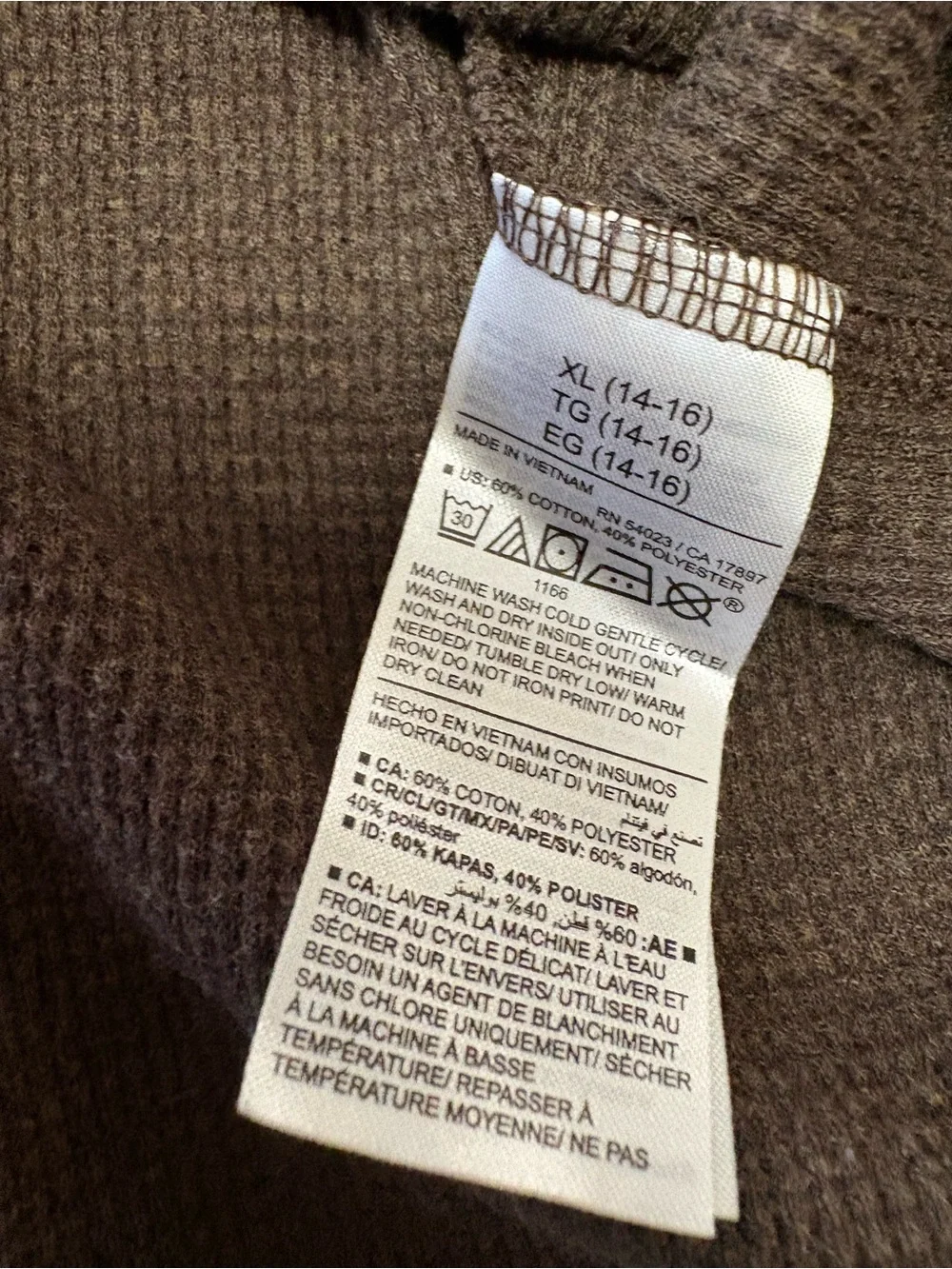 Old Navy boys brown Thermal Long-Sleeve Shirt XL 14-16